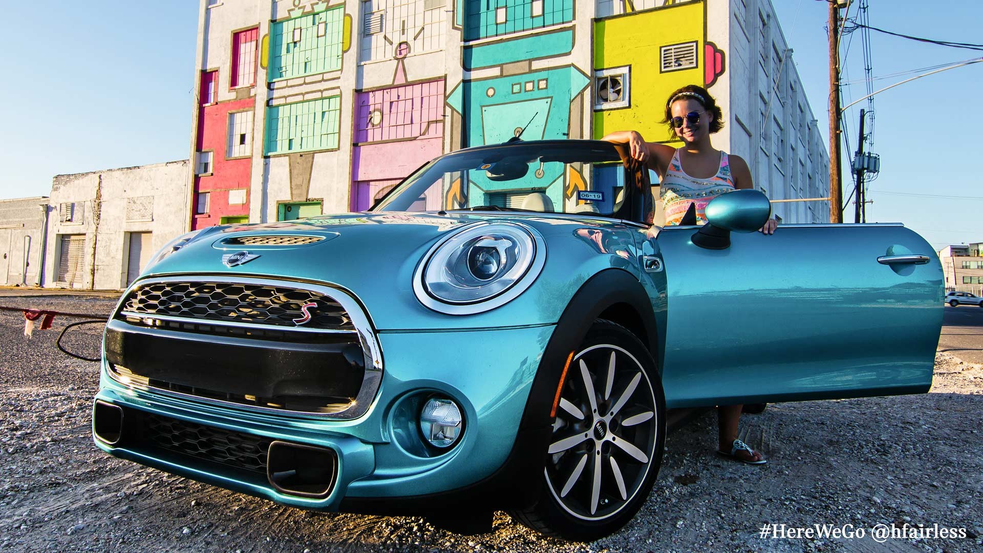 Mini 3-door hatch with with crazy blue metallic color